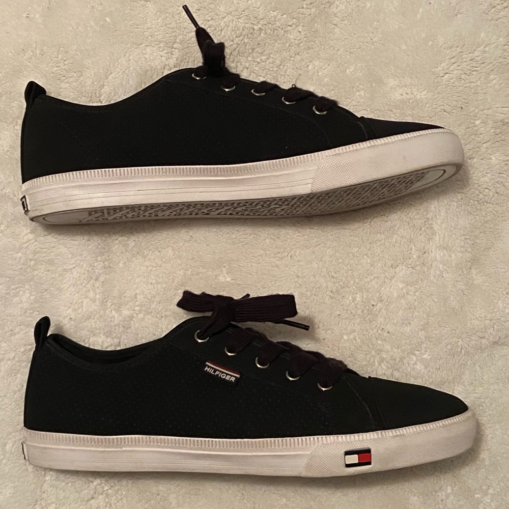 Tommy Hilfiger Black White Sneakers Shoes Size 10 - Picture 5 of 8